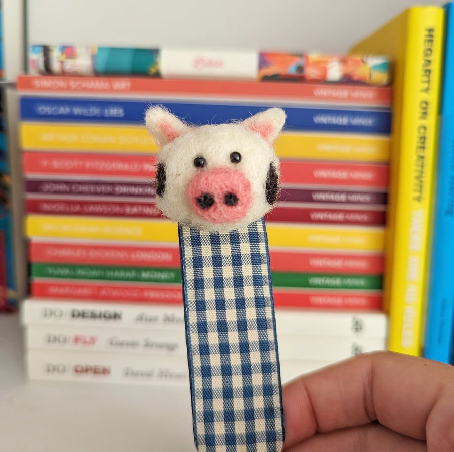 Handmade Bookmark - Cute Cow Needle Felt Book Accessory