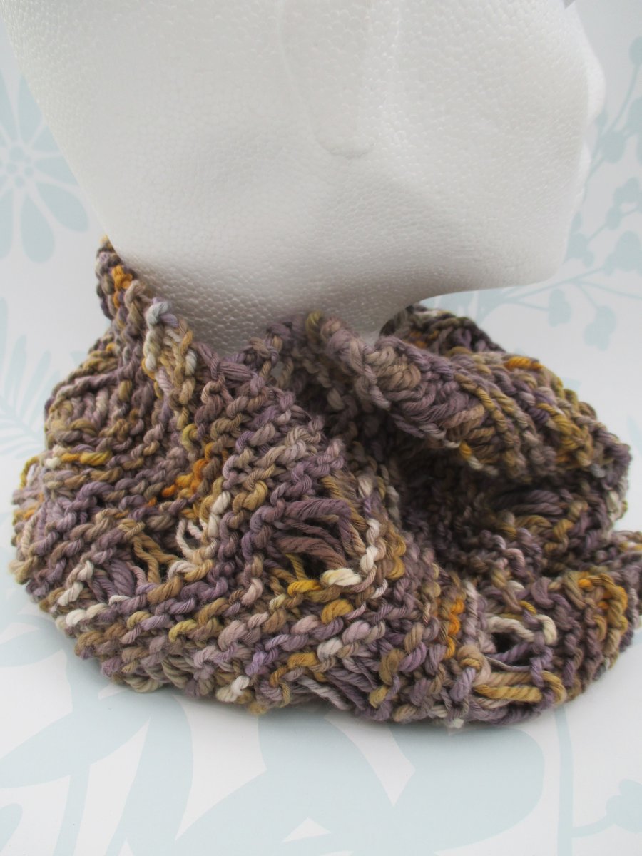 MOBIUS NECK WARMER Hand-dyed Cotton Lavender & mustard