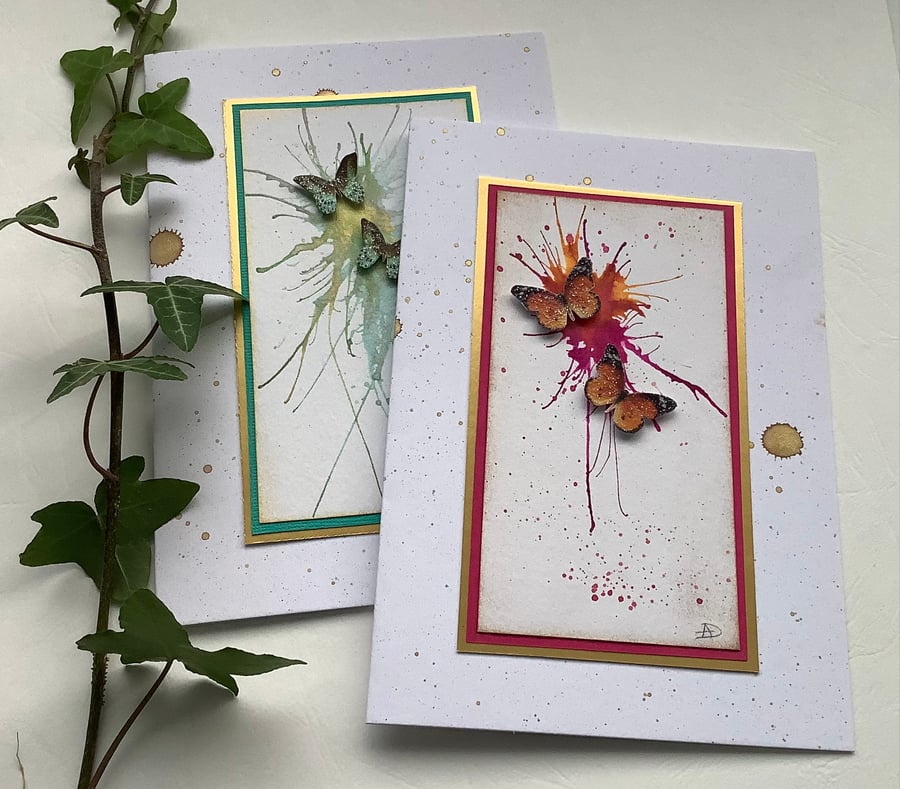 GREETINGS cards  ' Flight ' ( pack of 2  )Butterflies . Spring . Summer.