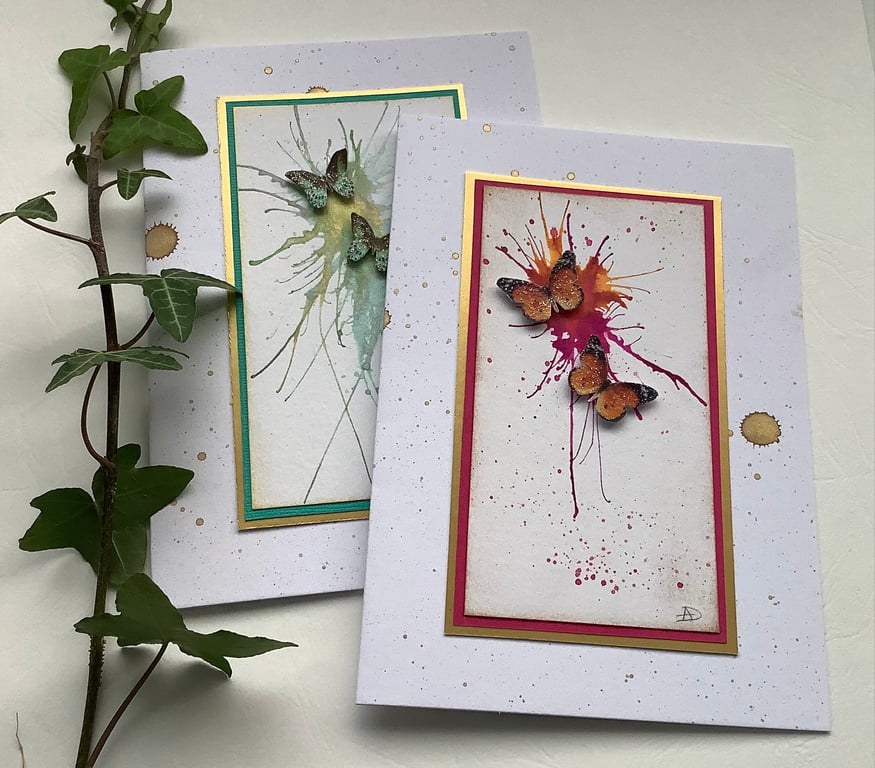 GREETINGS cards  ' Flight ' ( pack of 2  )Butterflies . Spring . Summer.