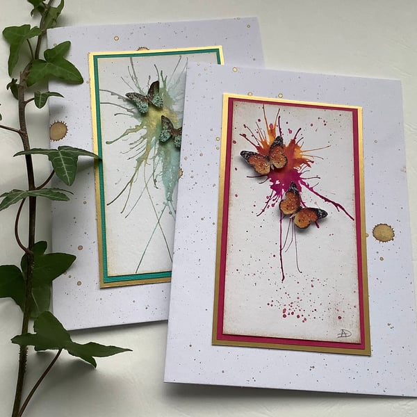 GREETINGS cards  ' Flight ' ( pack of 2  )Butterflies . Spring . Summer.