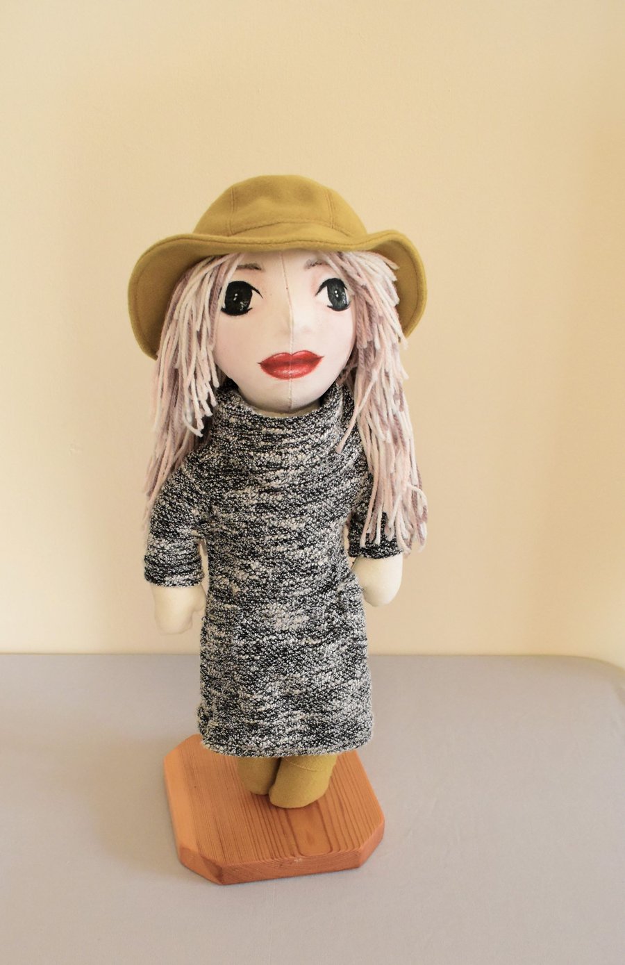 Miss in a hat handmade doll