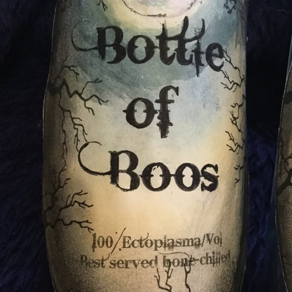 Handmade Large Bottle of Boos Bottle Stickers - Set of 6