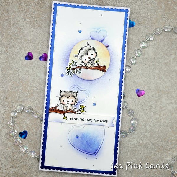 Valentine Card -  handmade cards, valentine's day, moon, owl, tree