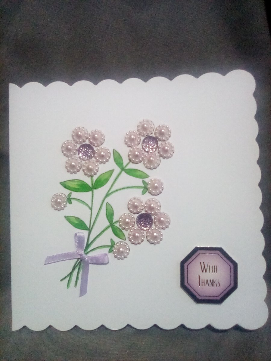A beautiful unique floral watercolour handmade Thank You card