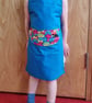 Handmade Children's Apron - blue with sheep pocket - Image 2