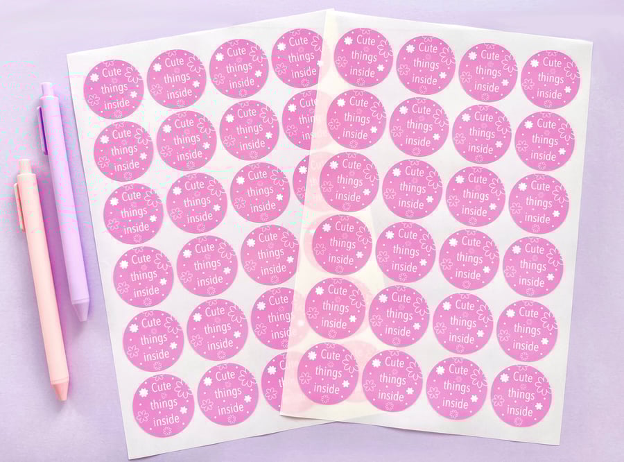 Cute Things Inside Small Business Labels, Pink Business Stickers.