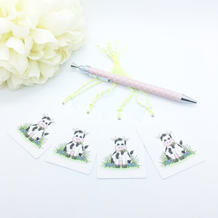 Moo Cow Gift Tags - set of 4 tags