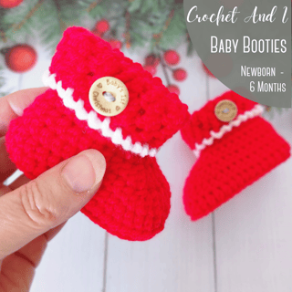 Crochet Christmas Baby Booties, Babys First Christmas, Newborn - 6 Months