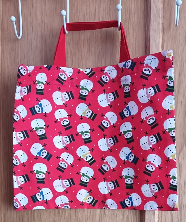 Small Christmas Snowmen Reusable Gift  Bag. With Free Delivery