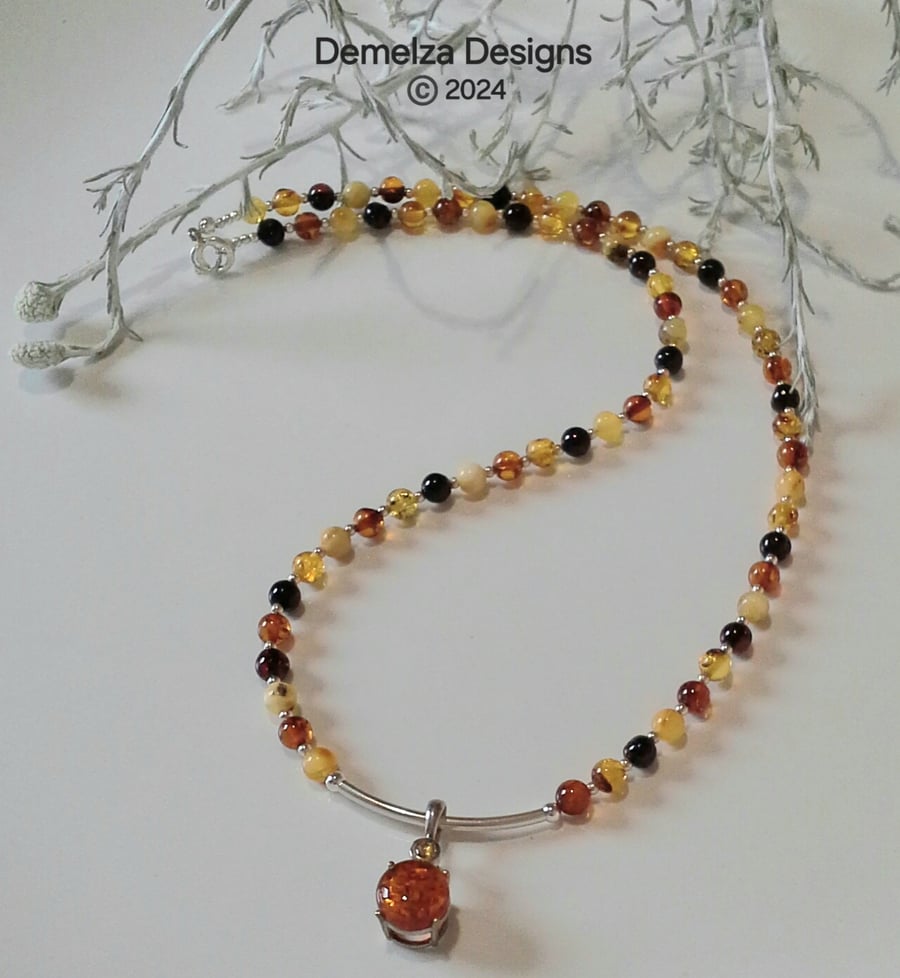 Designer Baltic Amber Sterling Silver Necklace 'ONE OFF'