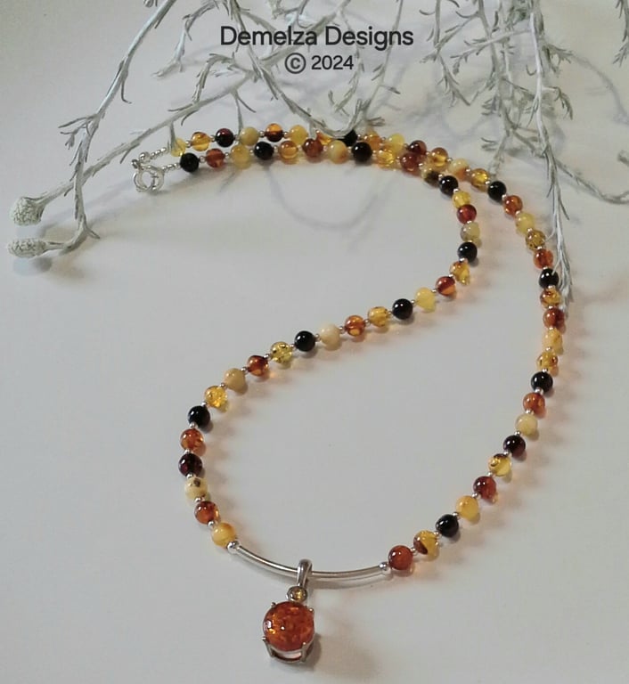 Designer Baltic Amber Sterling Silver Necklace 'ONE OFF'