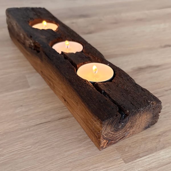 Oak candle - reclaimed from 150 year old oak beam