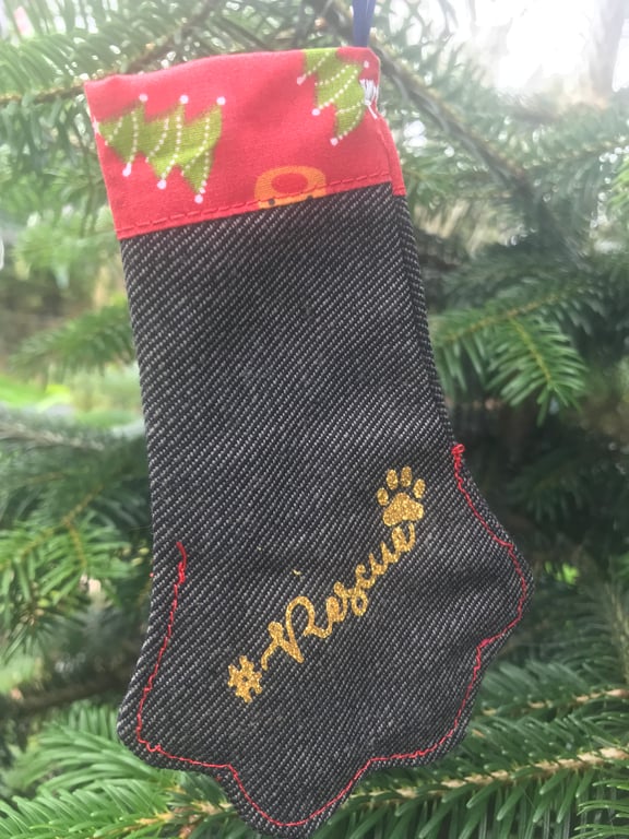 Hanging pet paw mitten stocking mini tree decoration