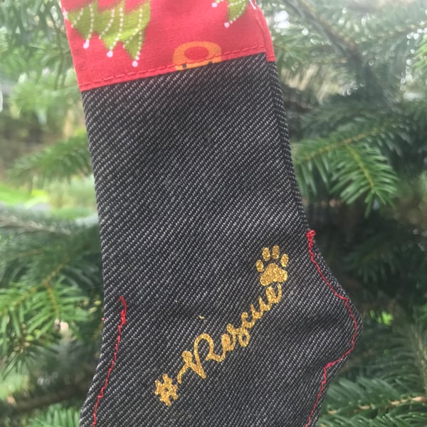 Hanging pet paw mitten stocking mini tree decoration