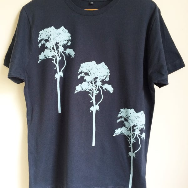 3 Trees Mens Denim Blue cotton Fair Wear T shirt