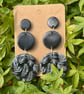Gorgeous Black and White Fern Drop Earrings
