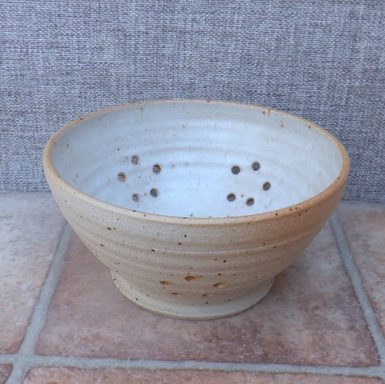 Berry bowl  or colander handthrown in stoneware pottery ceramic 