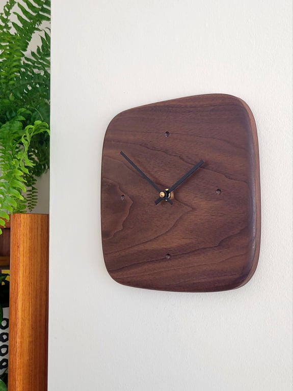 No. 210 American Black Walnut Wall Clock Recessed Dot Markers and Black Hands