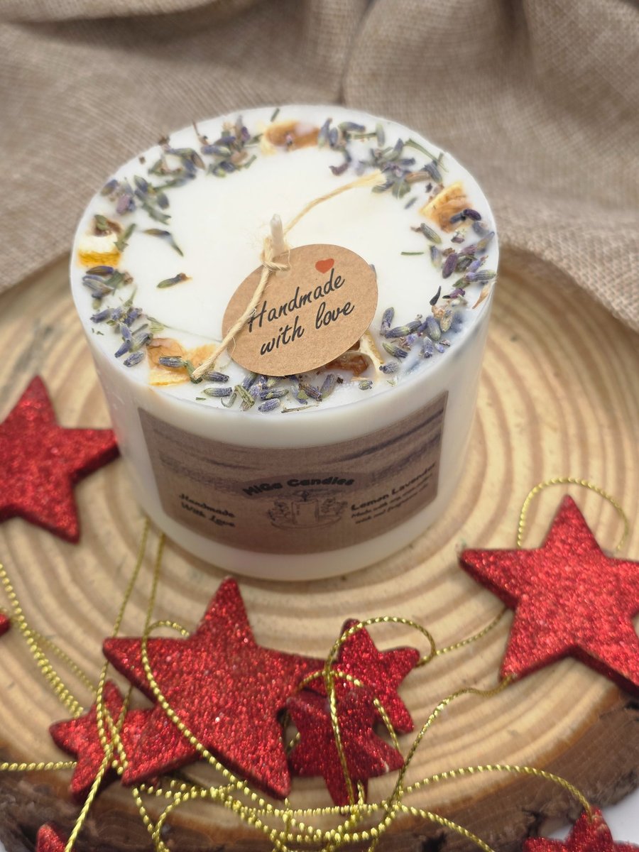 Handmade Lemon Lavender Pillar Candle 