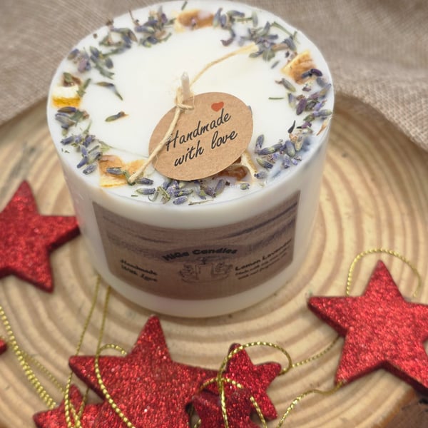 Handmade Lemon Lavender Pillar Candle 