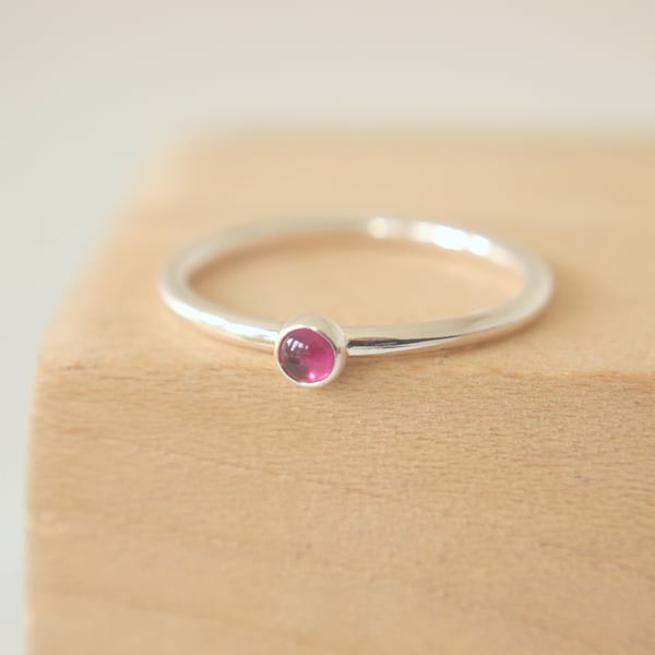 Lab Ruby Stacking Ring with July Birthstone