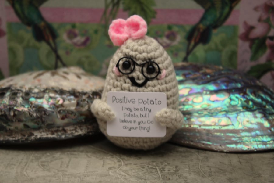 Positivity Potato:  Gift for Optimism - Handmade Crocheted Potato 
