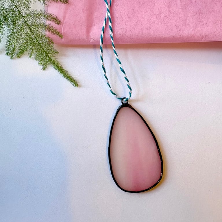 Stained glass blush pink easter egg, easter decoration, easter gift 