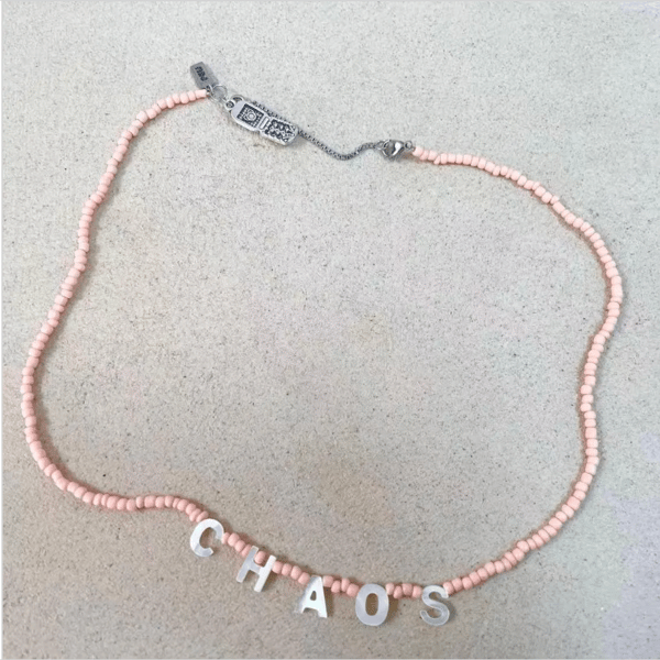 Handmade CHAOS Punk Beaded Necklace – Pale Salmon