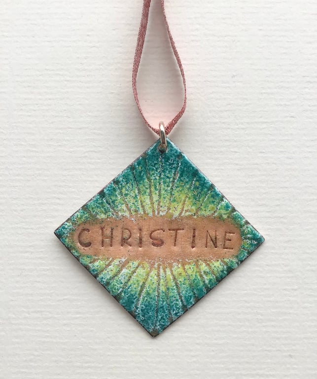 Personalised Enamelled Copper Christmas Decoration