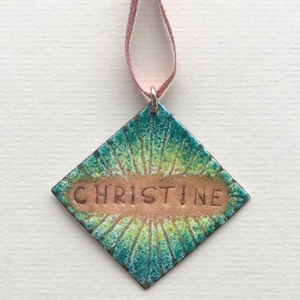 Personalised Enamelled Copper Christmas Decoration