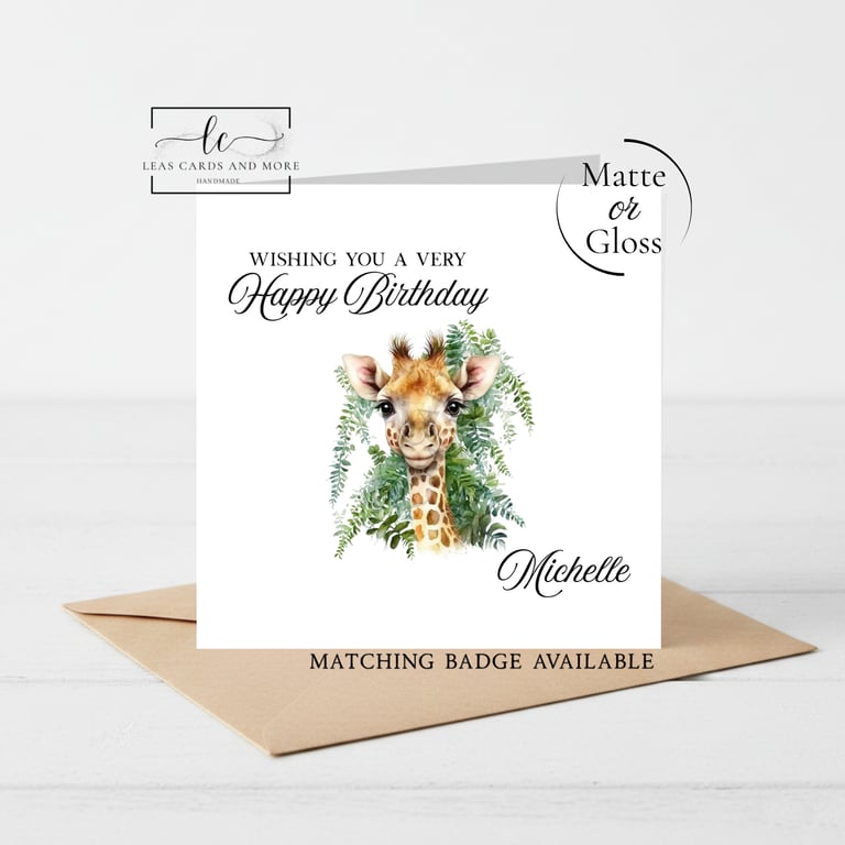 Giraffe Jungle Happy Birthday Card