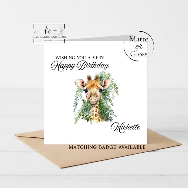Giraffe Jungle Happy Birthday Card