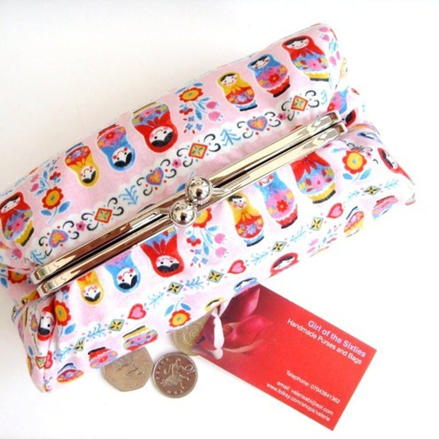 Pink Russian Doll Clutch Bag / Make up Purse