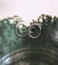 Oval Frame Hammered Sterling Silver Stud Earrings - Image 2
