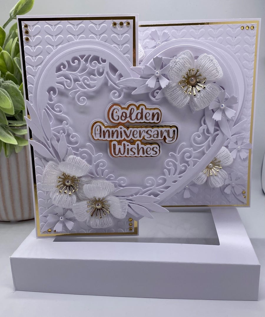 Personalised - Luxury 50th Golden Wedding anniversary card boxed