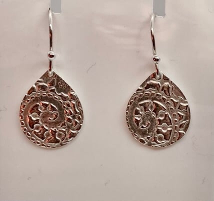 Pure silver teardrop earrings with lovely texture