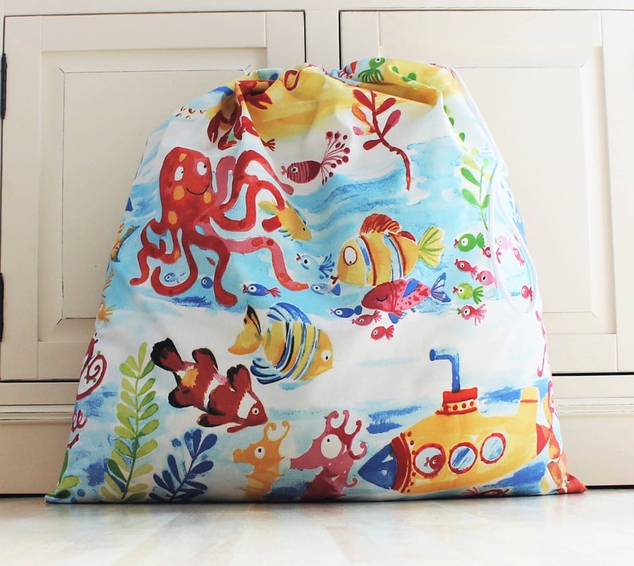 Under the Sea Theme Toy Bag with Drawstring