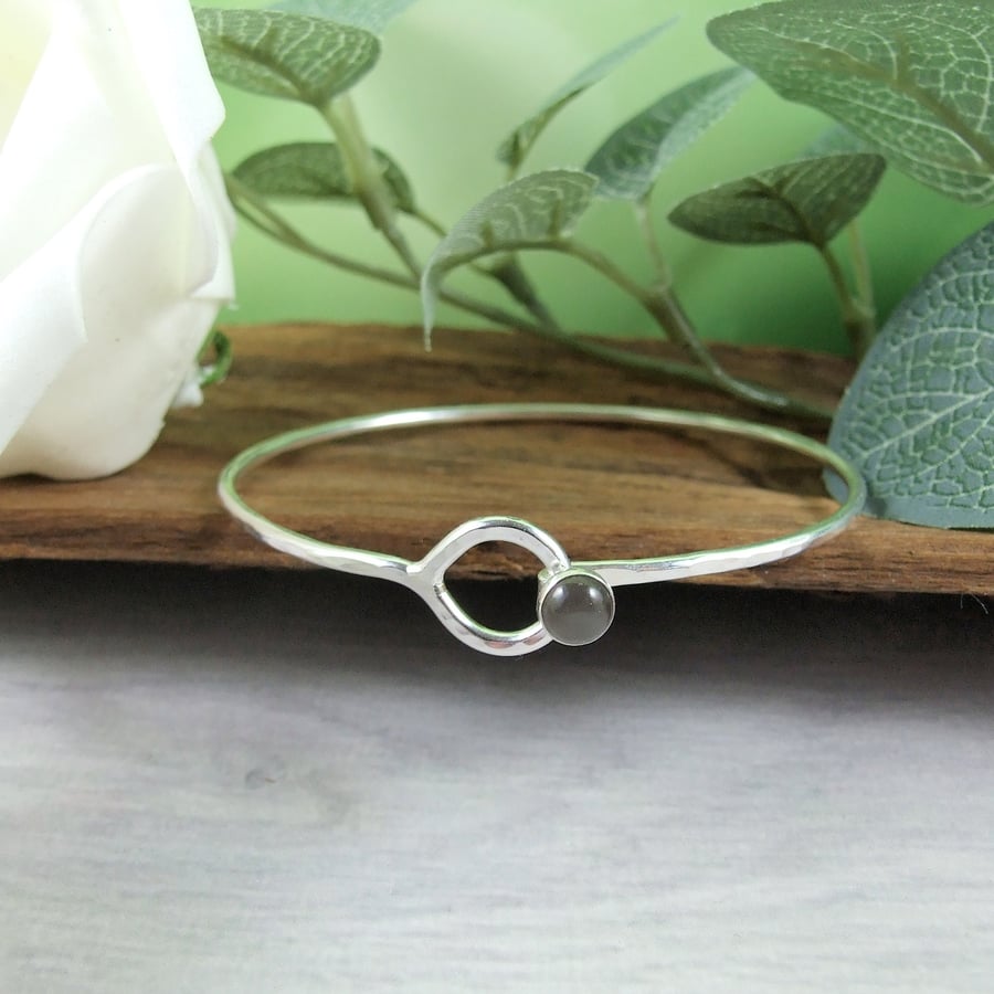Sterling Silver Tension Bangle with Grey Moonstone