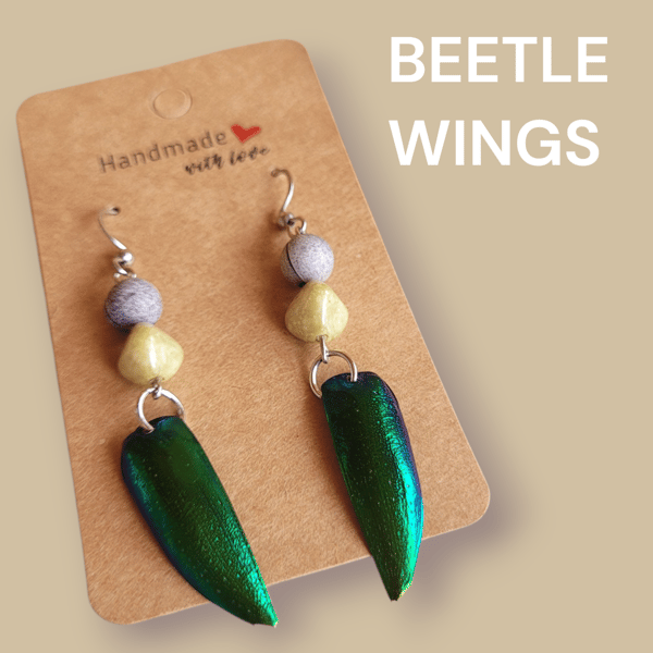 Upcycled Blue and Green Drop Earrings 