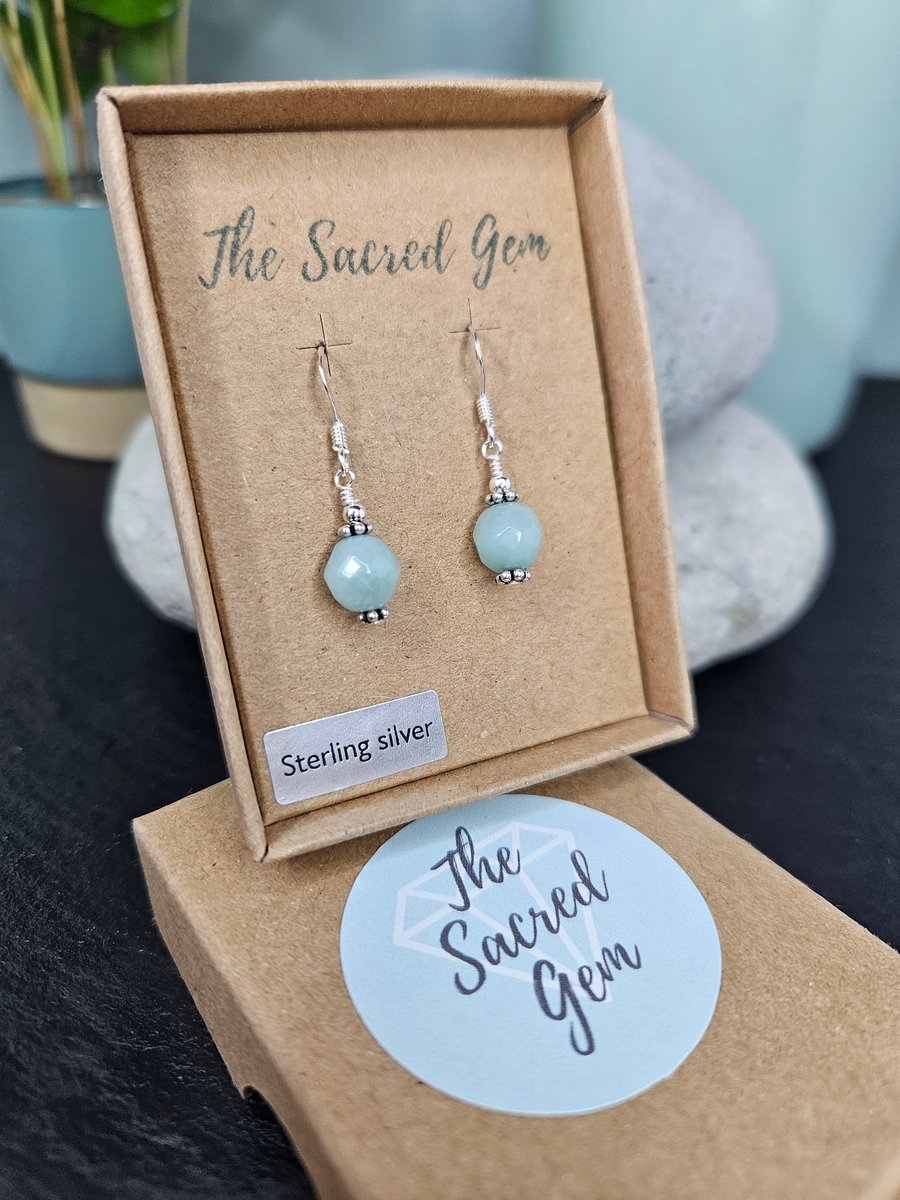 Amazonite and Sterling Silver Earrings 