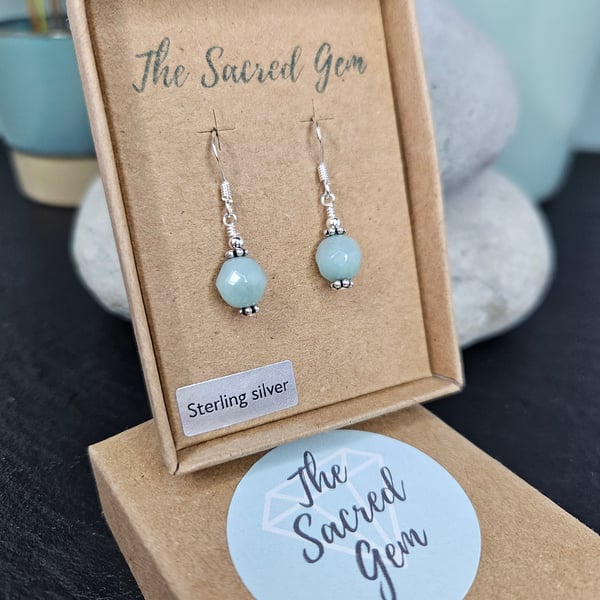 Amazonite and Sterling Silver Earrings 