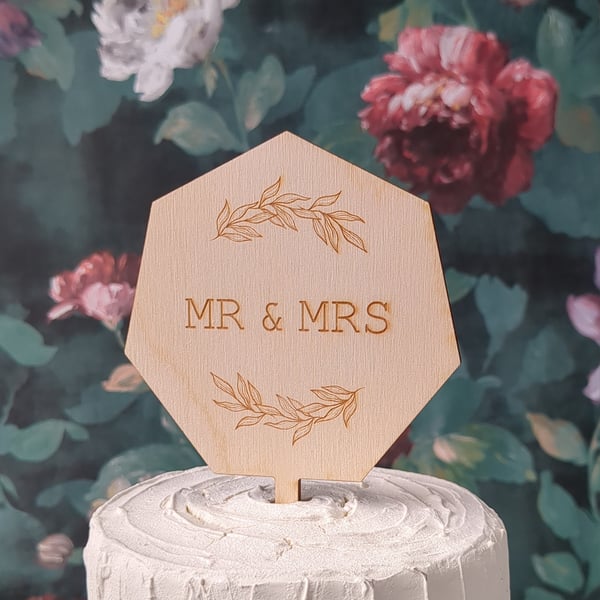CLEARANCE Mr & Mrs Wooden Cake Topper