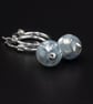 Pale blue or Aqua mother of pearl and sterling silver hoop drop earrings  - Image 1