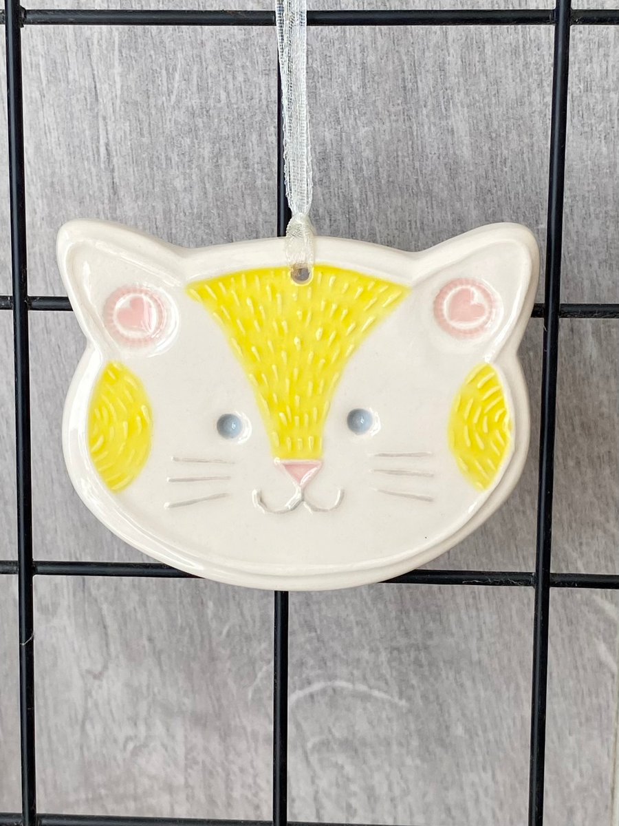 Ceramic Cat decoration yellow