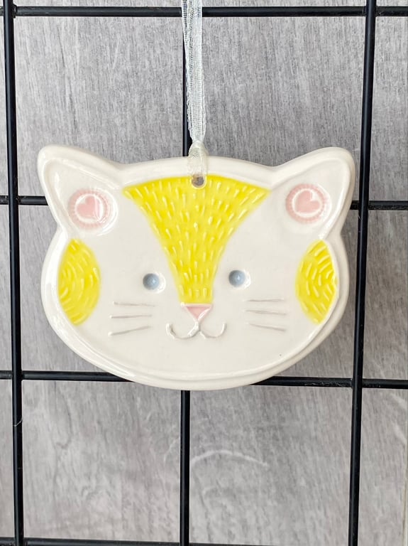 Ceramic Cat decoration yellow