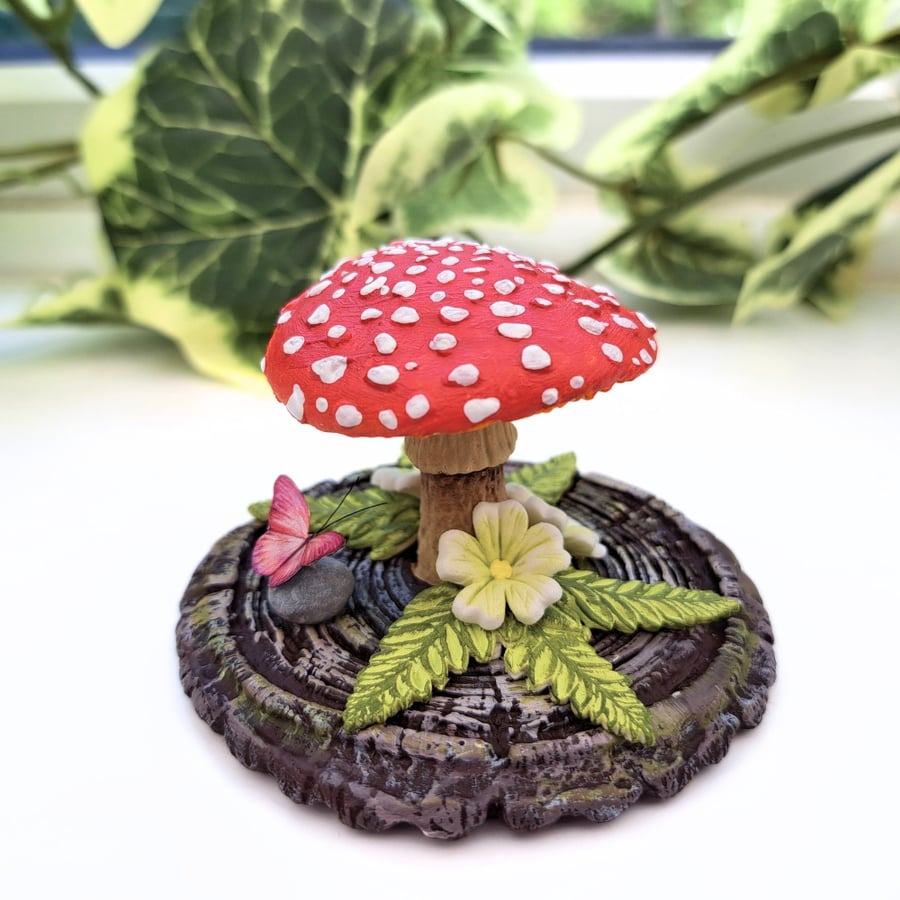 Cottagecore Woodland Mushroom Ornament - Handmade Clay Toadstool Decoration