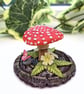 Cottagecore Woodland Mushroom Ornament - Handmade Clay Toadstool Decoration
