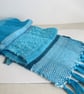 Bright Turquoise Handwoven Scrap Scarf - Image 1