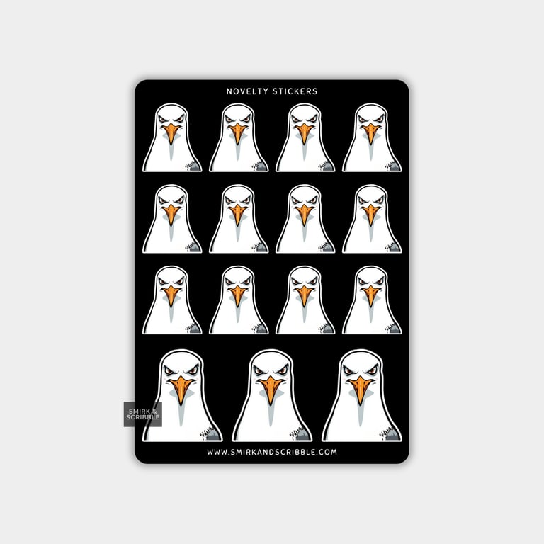 Funny Vinyl Sticker Sheet For Adults - Grumpy Seagull